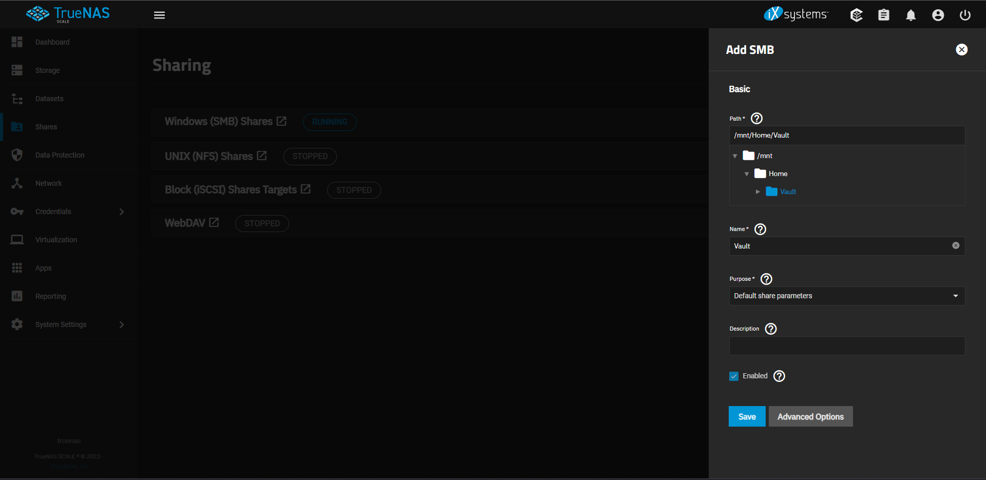 TrueNAS Create SMB Share
